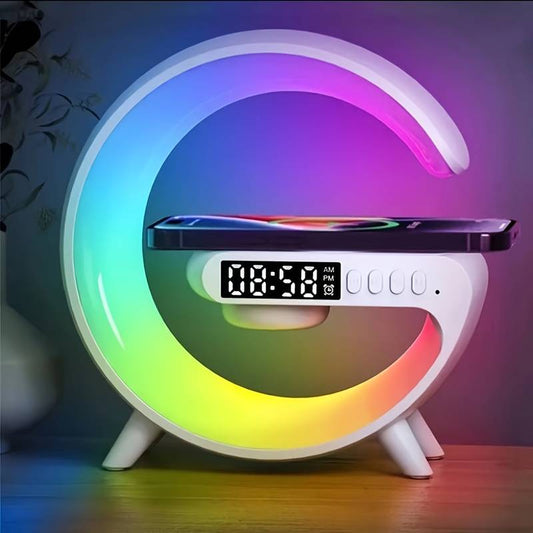 6 Kinds of Lighting Mode, Wireless Speakers, Wireless Charging Function, Table Clock,